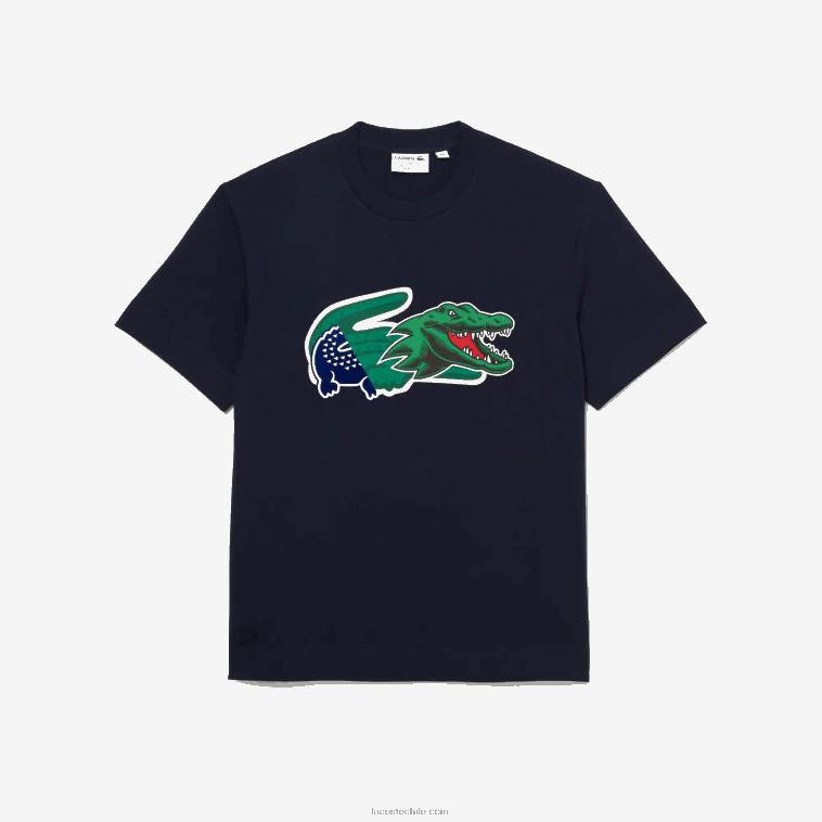 hombres Lacoste azul marino 166 camiseta oversize con cocodrilo N6XZ2607
