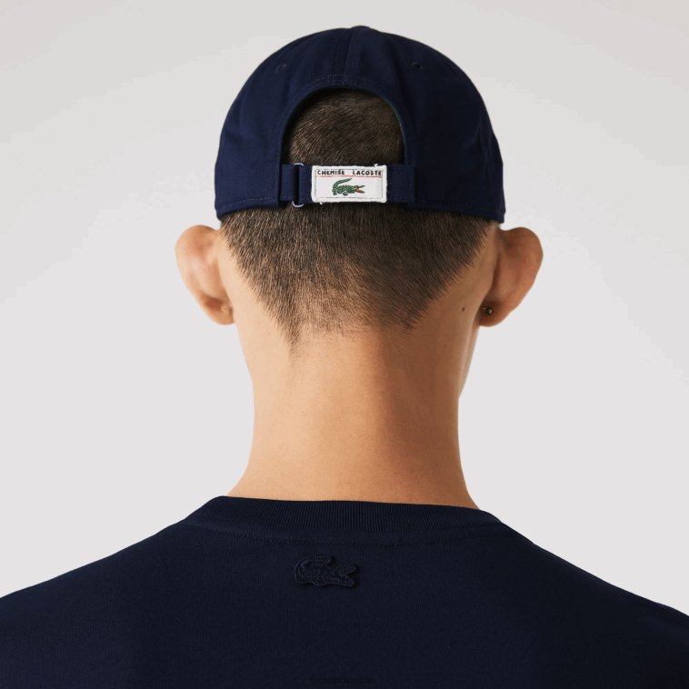 hombres Lacoste azul marino 166 playera Heritage con cuello redondo e insignia de cocodrilo N6XZ2911