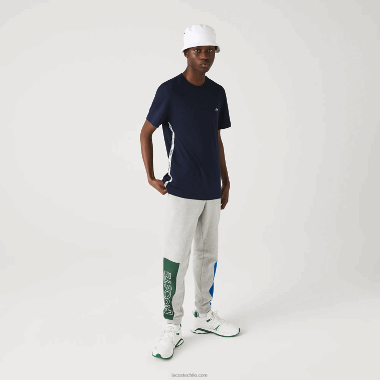 hombres Lacoste azul marino 166 playera con cuello redondo y bandas de la marca N6XZ2909 hombres Lacoste azul marino 166 playera con cuello redondo y bandas de la marca N6XZ2909