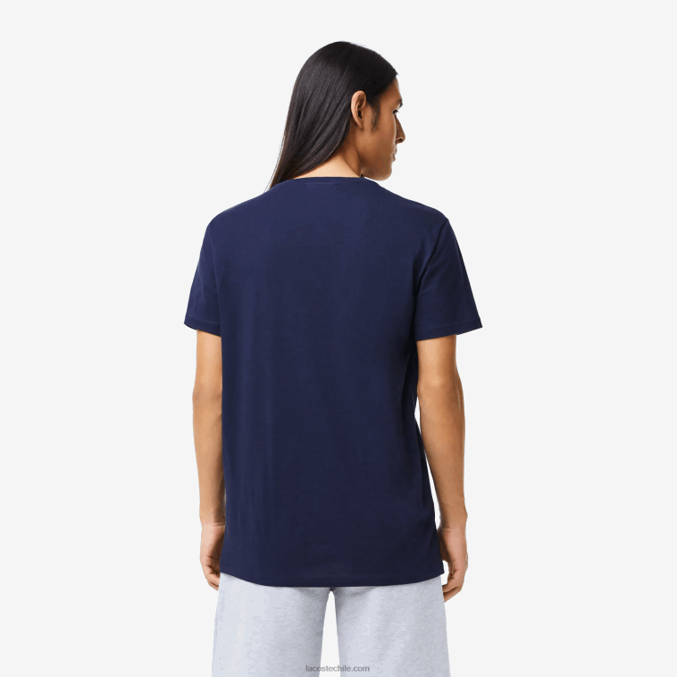 hombres Lacoste azul marino 166 playera de punto de algodón pima con cuello en V N6XZ242