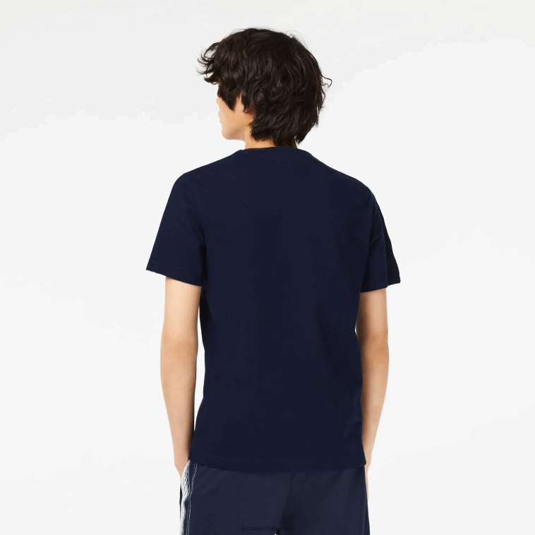 hombres Lacoste azul marino 166 playera regular fit con rayas del logo N6XZ247