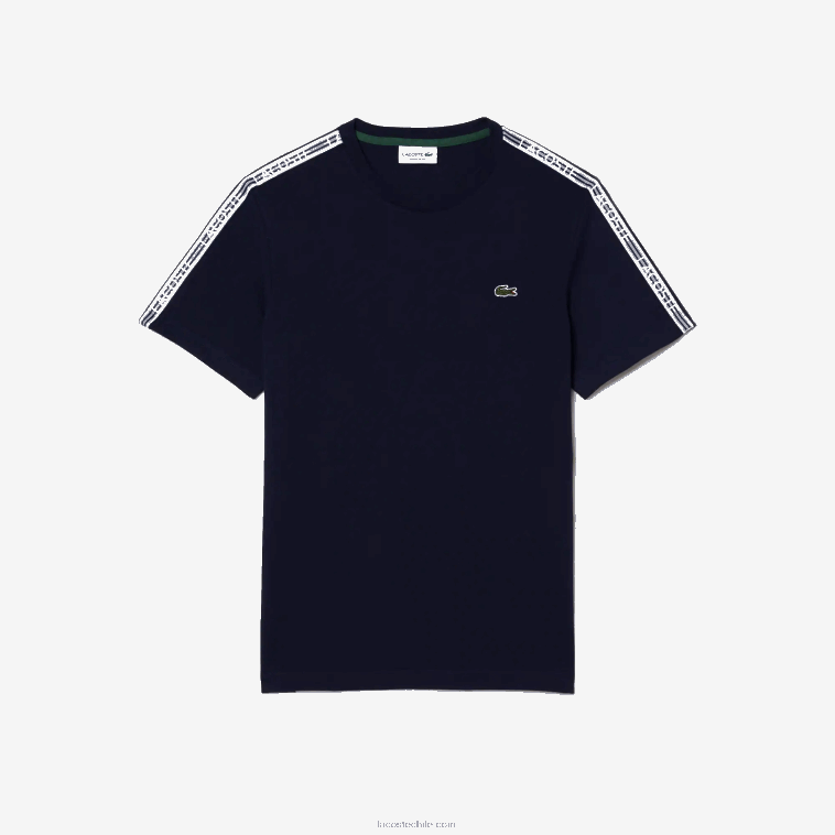 hombres Lacoste azul marino 166 playera regular fit con rayas del logo N6XZ247