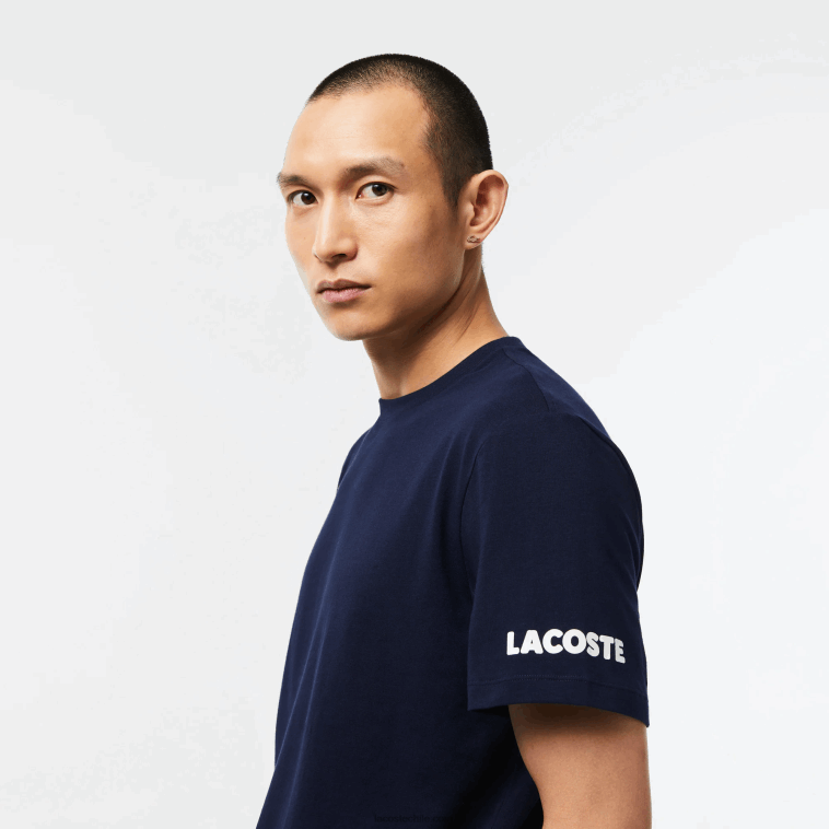 hombres Lacoste azul marino blanco 525 playera con estampado en contraste N6XZ2495