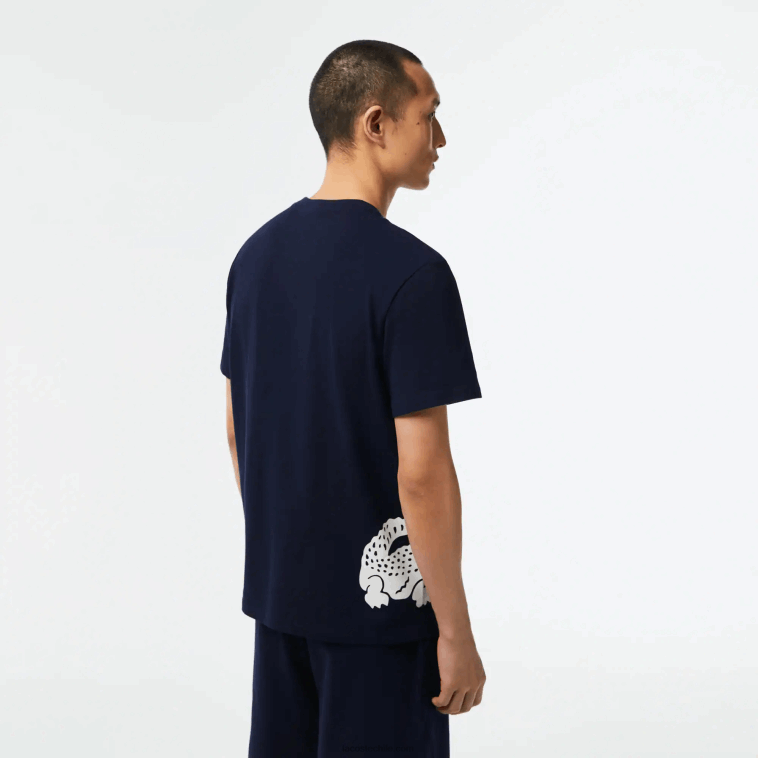 hombres Lacoste azul marino blanco 525 playera con estampado en contraste N6XZ2495