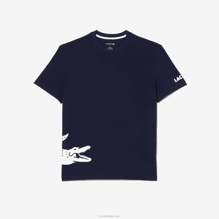 hombres Lacoste azul marino blanco 525 playera con estampado en contraste N6XZ2495