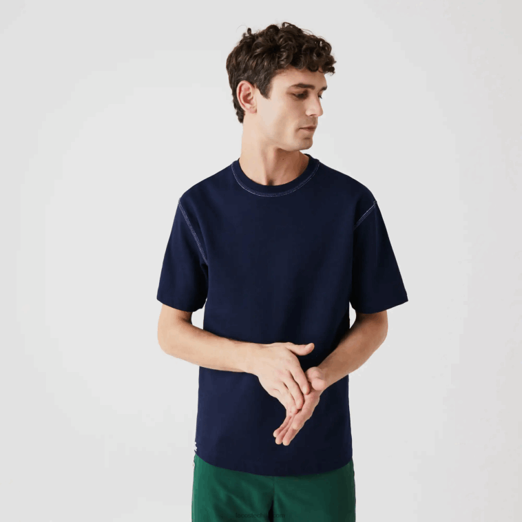 hombres Lacoste azul marino ge5 camiseta reversible de piqué de mezcla de algodón N6XZ2918