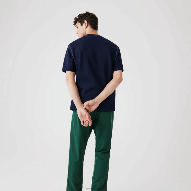 hombres Lacoste azul marino ge5 camiseta reversible de piqué de mezcla de algodón N6XZ2918