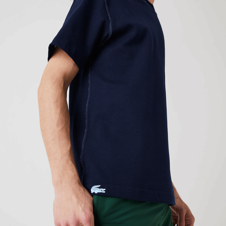 hombres Lacoste azul marino ge5 camiseta reversible de piqué de mezcla de algodón N6XZ2918
