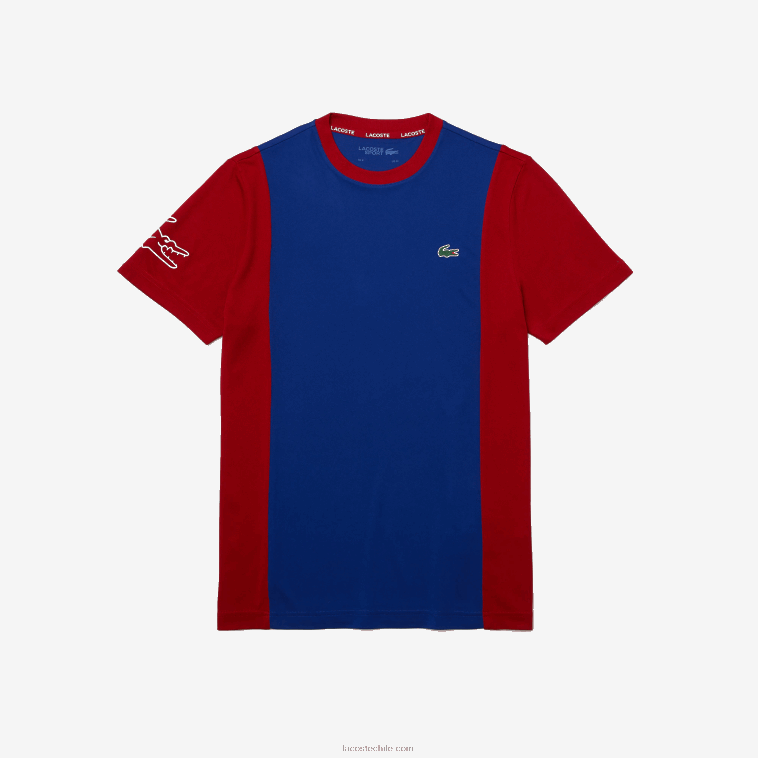 hombres Lacoste azul rojo blanco vpa camiseta sport bicolor transpirable resistente N6XZ2901