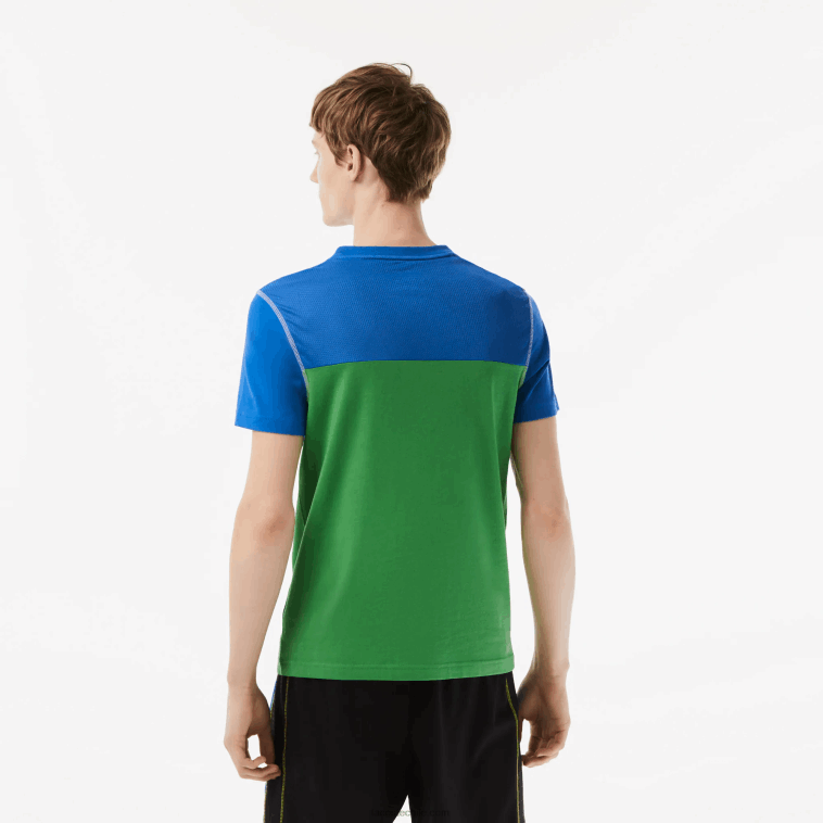 hombres Lacoste azul verde blanco amarillo buc camiseta de tenis x daniil medvedev N6XZ225