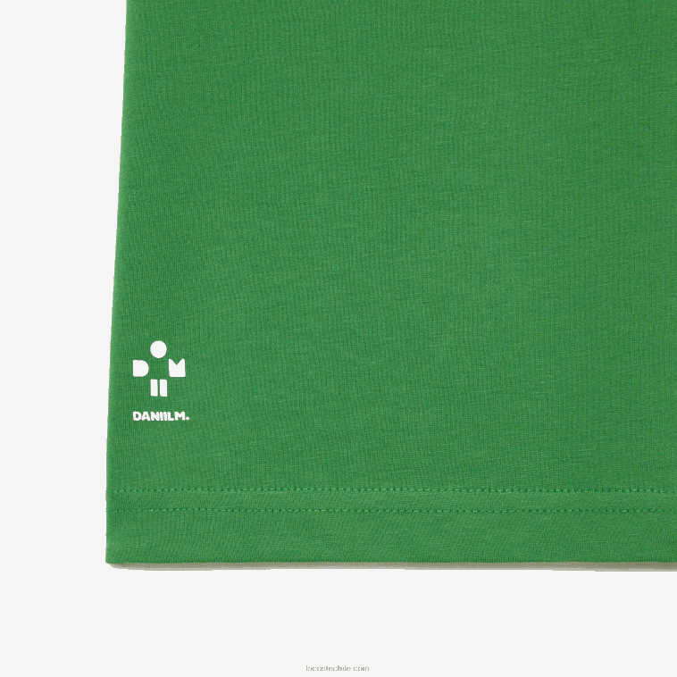hombres Lacoste azul verde blanco amarillo buc camiseta de tenis x daniil medvedev N6XZ225