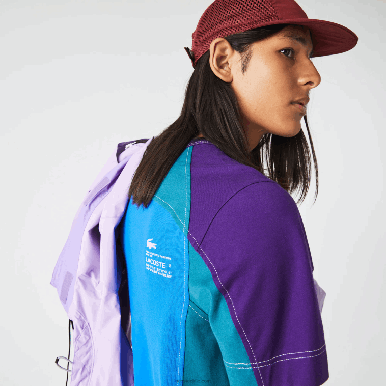 hombres Lacoste azul verde morado 7w6 camiseta heritage regular fit de piqué elástico con bloques de color N6XZ2819