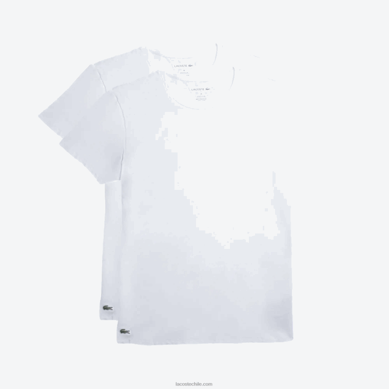 hombres Lacoste blanco 001 Pack de 2 camisetas de salón de algodón con cuello redondo N6XZ21542
