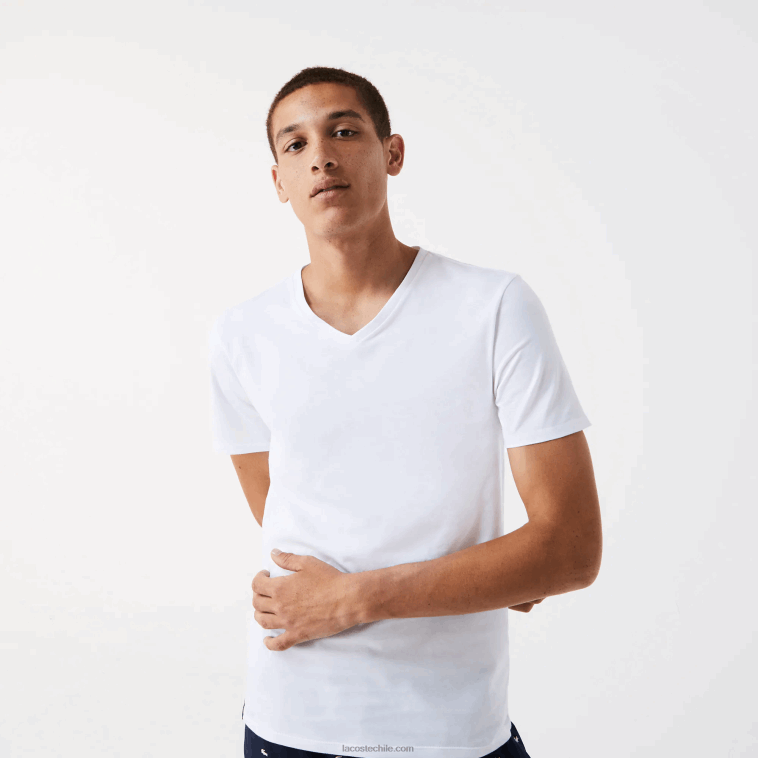 hombres Lacoste blanco 001 Pack de 3 camisetas lisas N6XZ21345