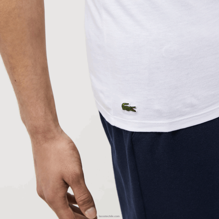 hombres Lacoste blanco 001 Pack de 3 camisetas lisas N6XZ21345