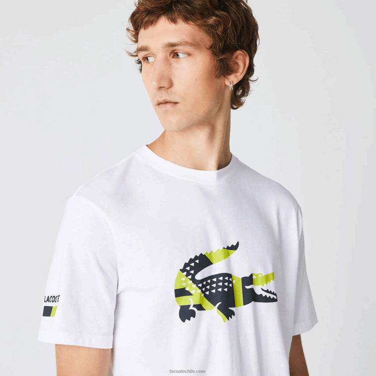 hombres Lacoste blanco 001 camiseta con estampado gráfico N6XZ21628