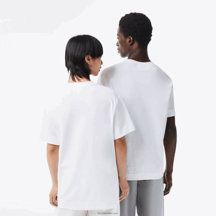 hombres Lacoste blanco 001 camiseta de algodón orgánico con cuello redondo N6XZ295