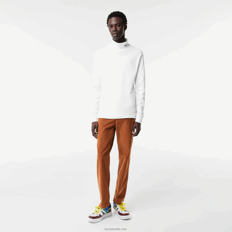 hombres Lacoste blanco 001 camiseta de cuello alto de algodón orgánico N6XZ2803