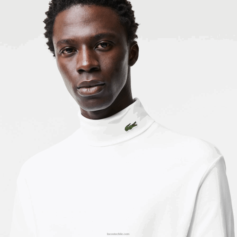 hombres Lacoste blanco 001 camiseta de cuello alto de algodón orgánico N6XZ2803