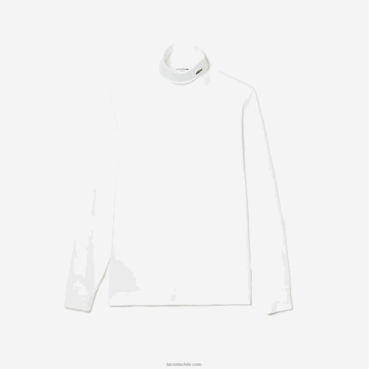 hombres Lacoste blanco 001 camiseta de cuello alto de algodón orgánico N6XZ2803