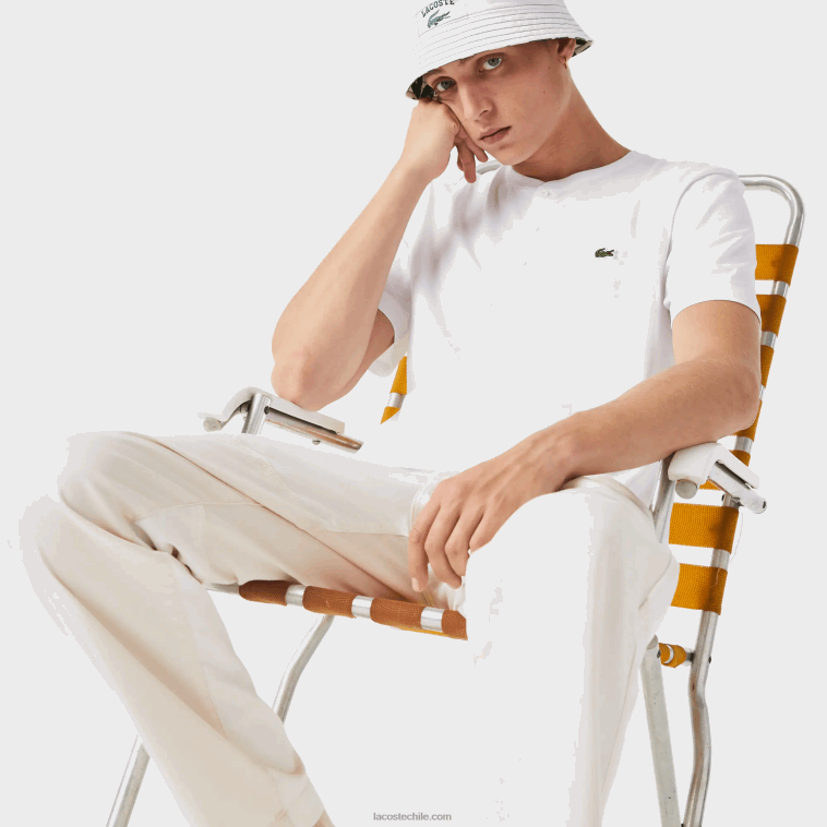hombres Lacoste blanco 001 camiseta de punto de algodón pima con cuello henley N6XZ2589