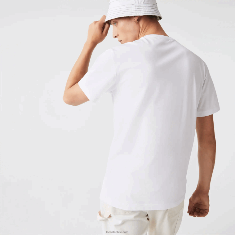 hombres Lacoste blanco 001 camiseta de punto de algodón pima con cuello henley N6XZ2589