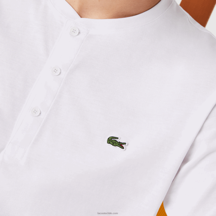 hombres Lacoste blanco 001 camiseta de punto de algodón pima con cuello henley N6XZ2589