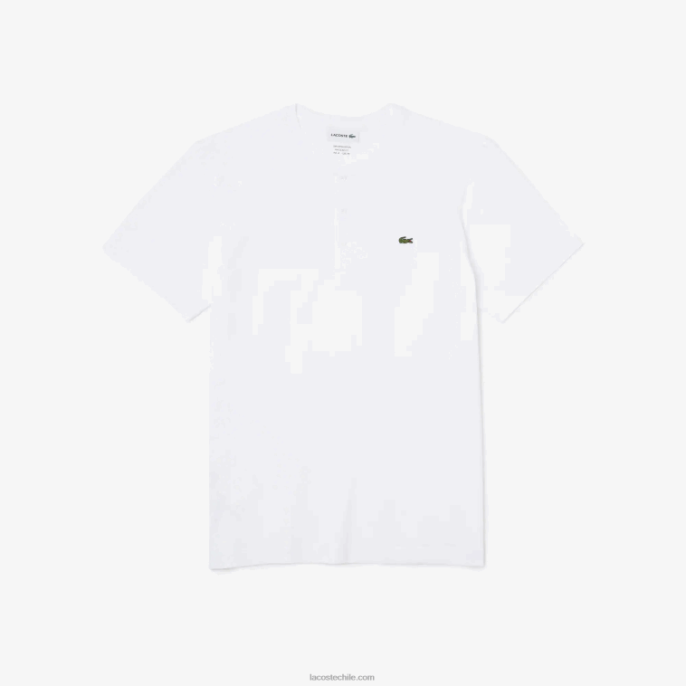 hombres Lacoste blanco 001 camiseta de punto de algodón pima con cuello henley N6XZ2589