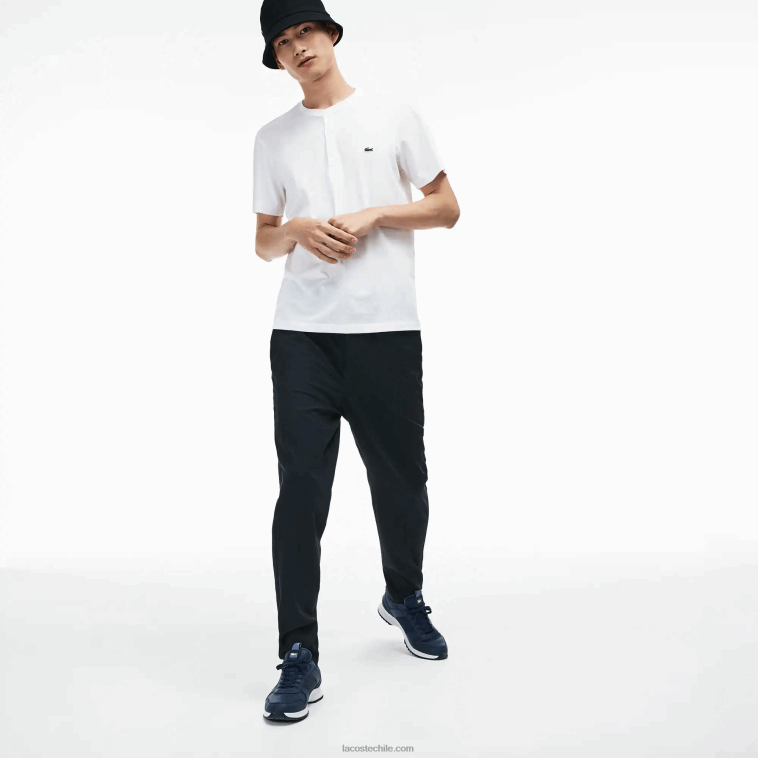 hombres Lacoste blanco 001 camiseta de punto de algodón pima con cuello henley N6XZ2589