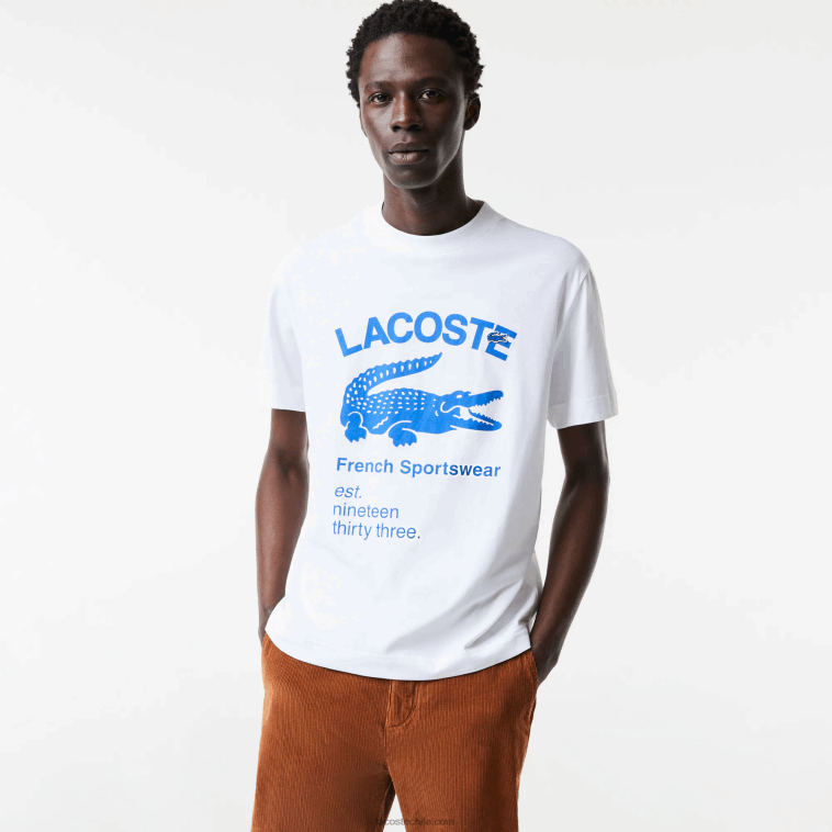hombres Lacoste blanco 001 camiseta holgada con cocodrilo N6XZ2698