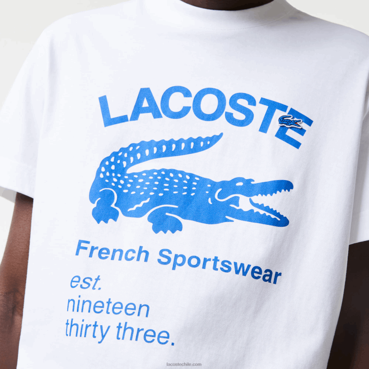 hombres Lacoste blanco 001 camiseta holgada con cocodrilo N6XZ2698