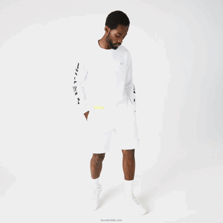 hombres Lacoste blanco 001 camiseta holgada con estampado N6XZ2796