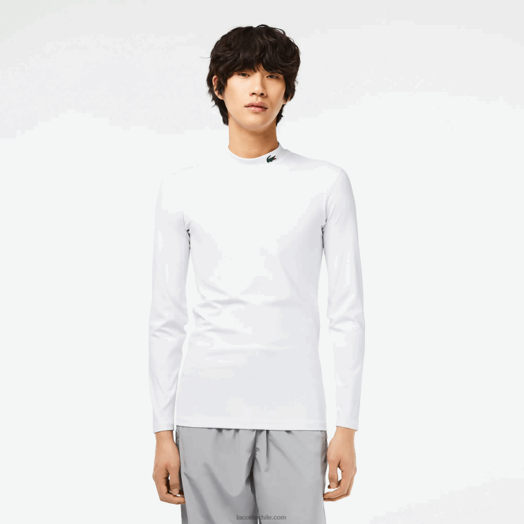 hombres Lacoste blanco 001 camiseta sport manga larga ajustada N6XZ2245