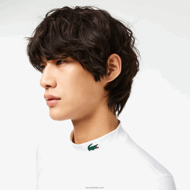 hombres Lacoste blanco 001 camiseta sport manga larga ajustada N6XZ2245