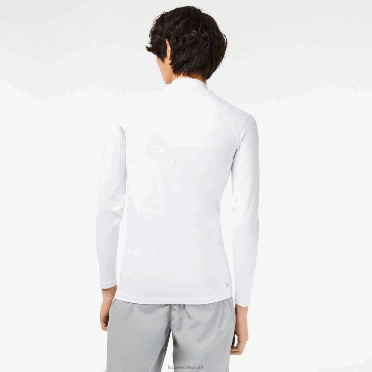 hombres Lacoste blanco 001 camiseta sport manga larga ajustada N6XZ2245