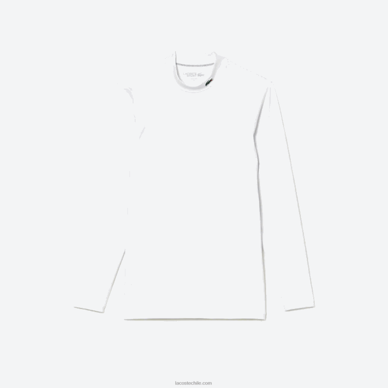 hombres Lacoste blanco 001 camiseta sport manga larga ajustada N6XZ2245