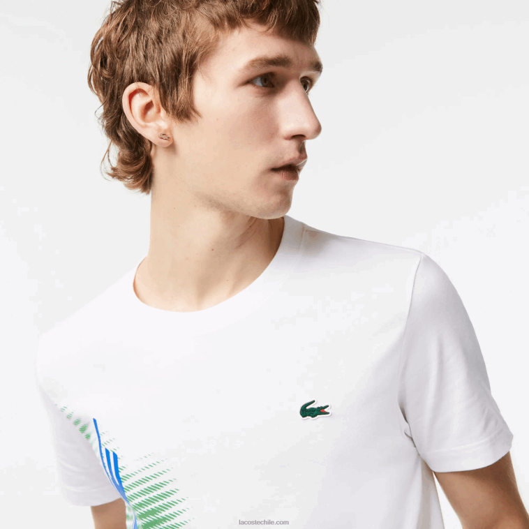 hombres Lacoste blanco 001 camiseta sport regular fit con marca en contraste N6XZ291