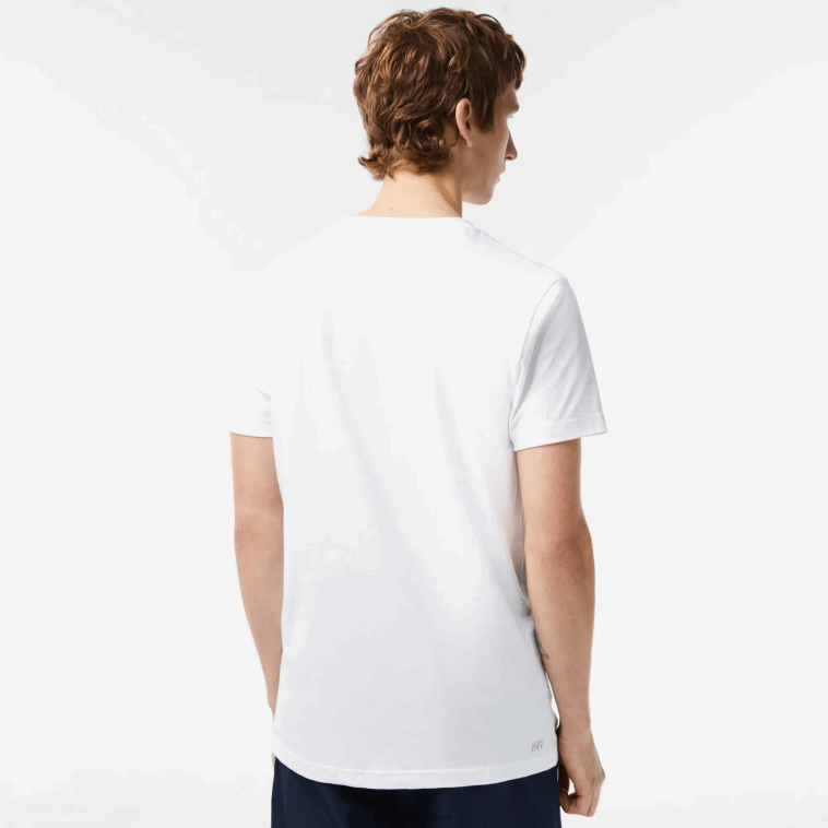 hombres Lacoste blanco 001 camiseta sport regular fit con marca en contraste N6XZ291
