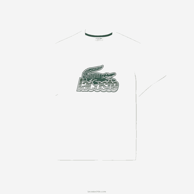 hombres Lacoste blanco 001 playera con estampado de jersey de algodón N6XZ263