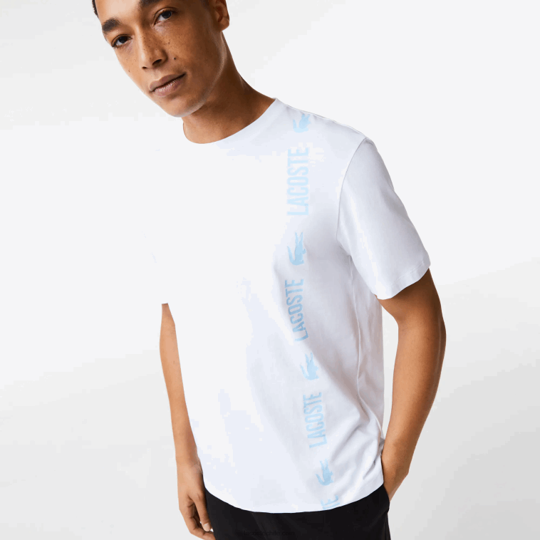 hombres Lacoste blanco 001 playera de corte holgado con cocodrilo de la marca N6XZ21627