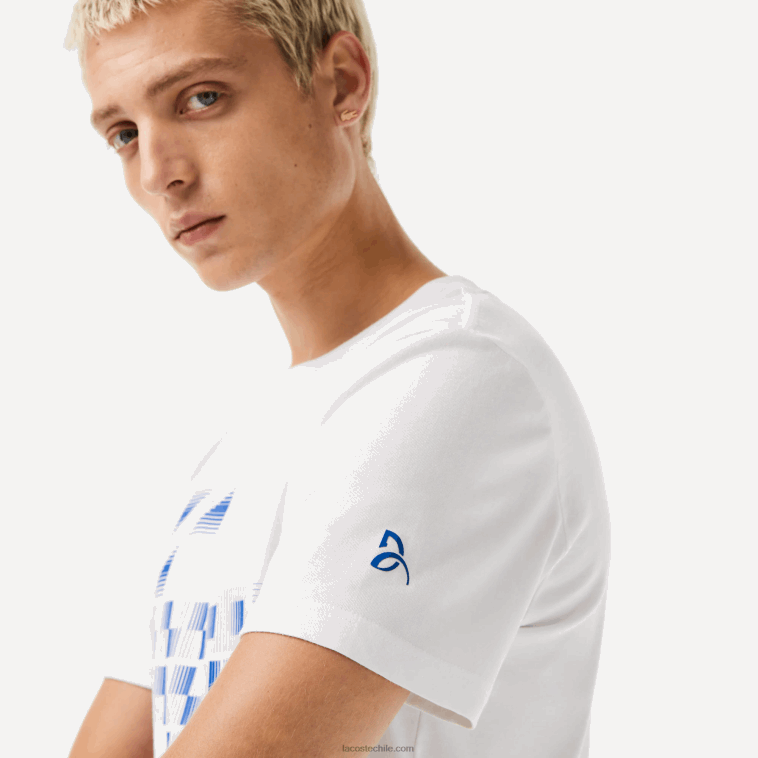 hombres Lacoste blanco 001 playera estampada sport x novak djokovic N6XZ2603