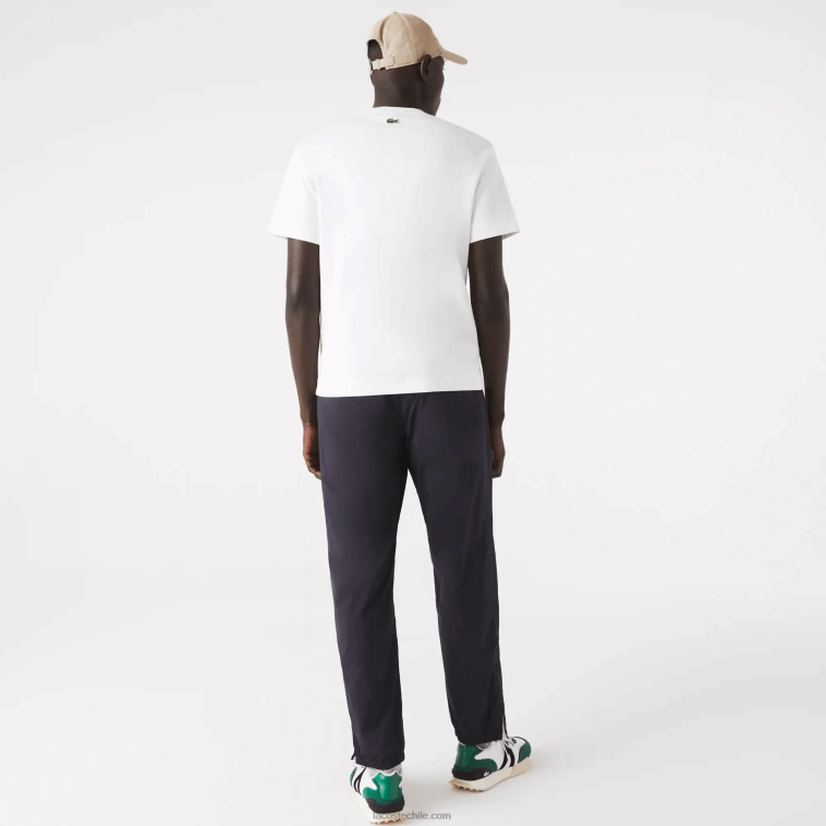 hombres Lacoste blanco 70v camiseta de algodón con cuello redondo y logo estampado en 3d N6XZ2906