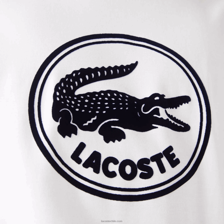 hombres Lacoste blanco 70v camiseta de algodón con cuello redondo y logo estampado en 3d N6XZ2906