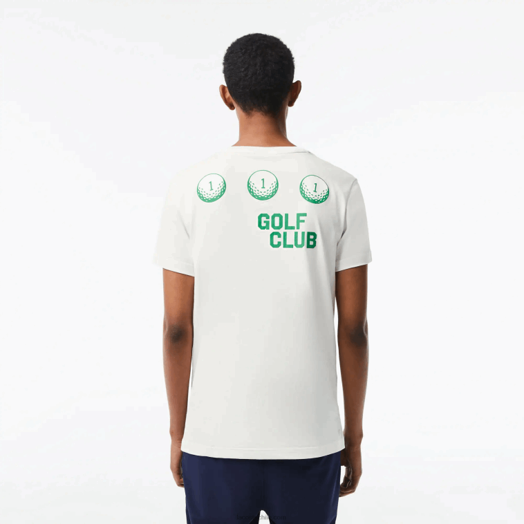 hombres Lacoste blanco 70v camiseta de golf regular fit de algodón orgánico N6XZ2178