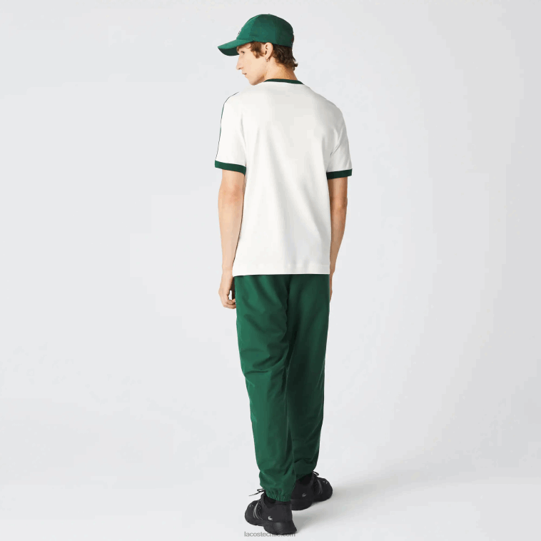 hombres Lacoste blanco 70v camiseta regular fit con cuello en contraste N6XZ2855