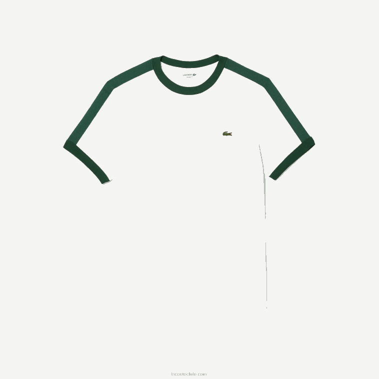 hombres Lacoste blanco 70v camiseta regular fit con cuello en contraste N6XZ2855
