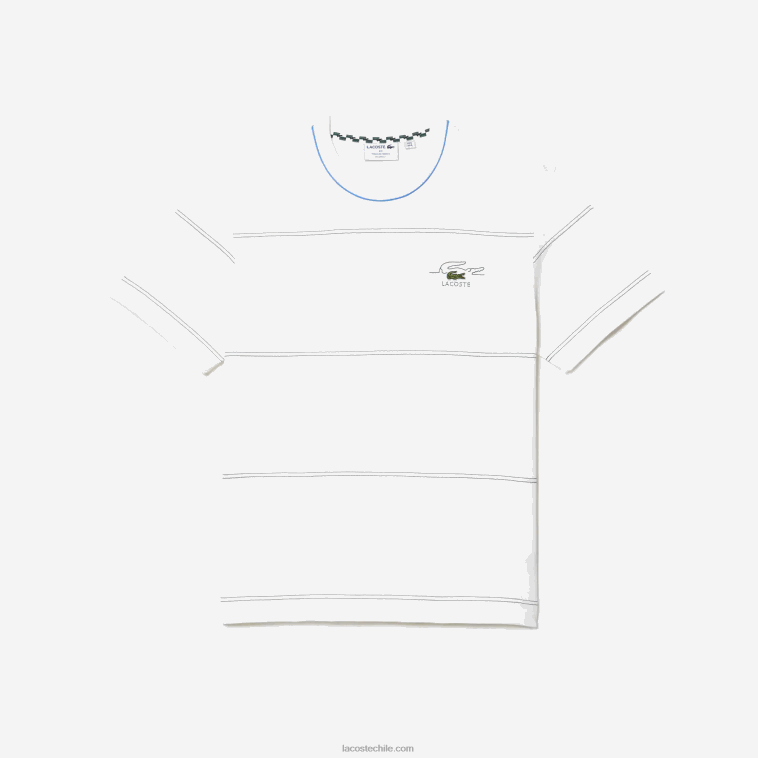 hombres Lacoste blanco 70v playera a rayas de jersey de algodón orgánico N6XZ2182