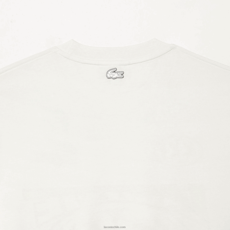 hombres Lacoste blanco 70v playera holgada con estampado de jersey de algodón N6XZ2144