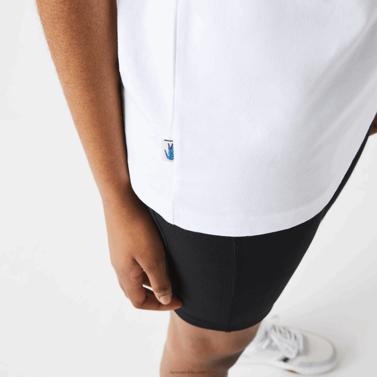 hombres Lacoste blanco azul amarillo d1q camiseta de algodón vivo N6XZ2941