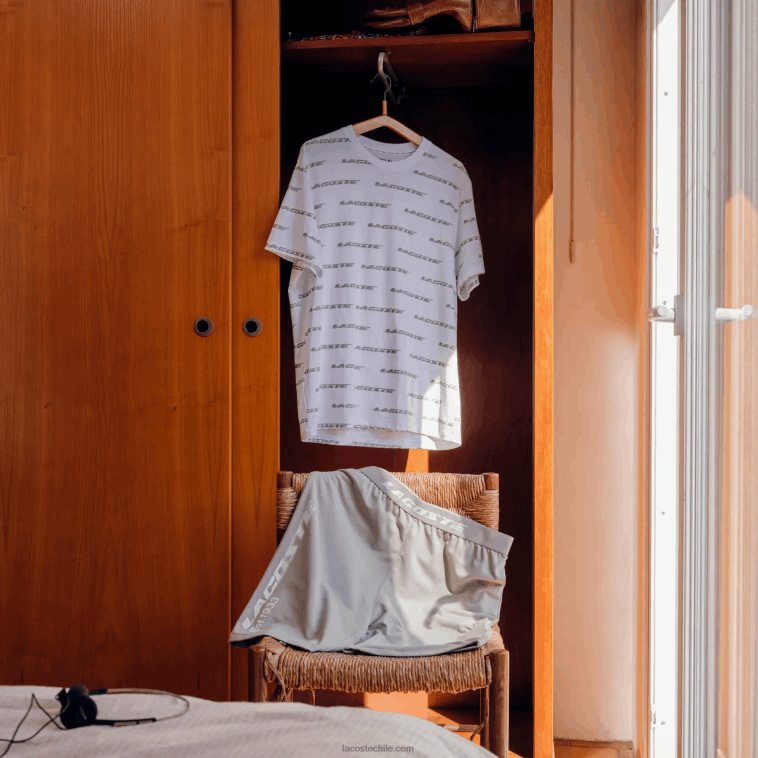 hombres Lacoste blanco caqui verde gy8 camiseta de punto de algodón con logo estampado N6XZ2502